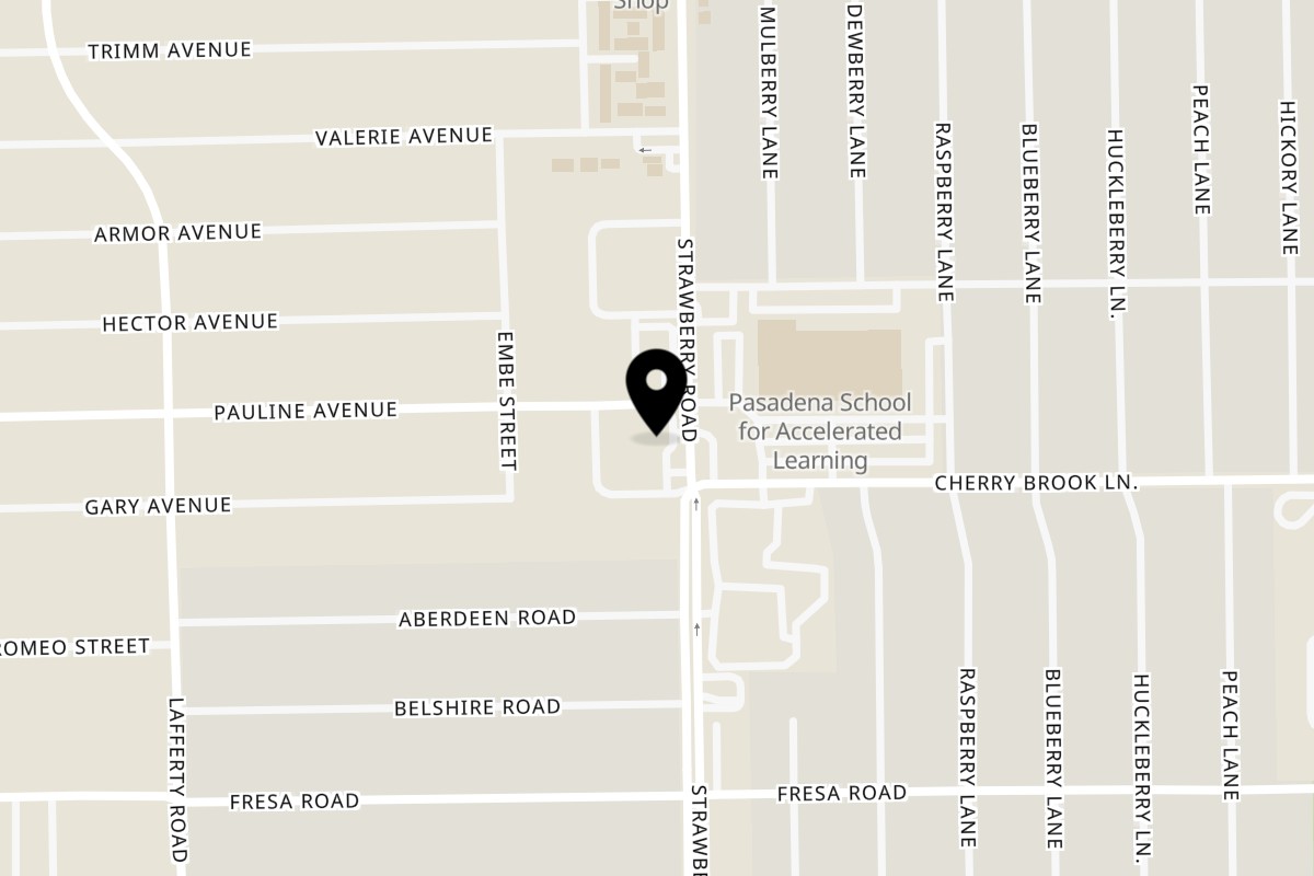 Map showing the location of Taquitos Don Agaves (Strawberry Rd) on 2302 Strawberry Rd in Pasadena